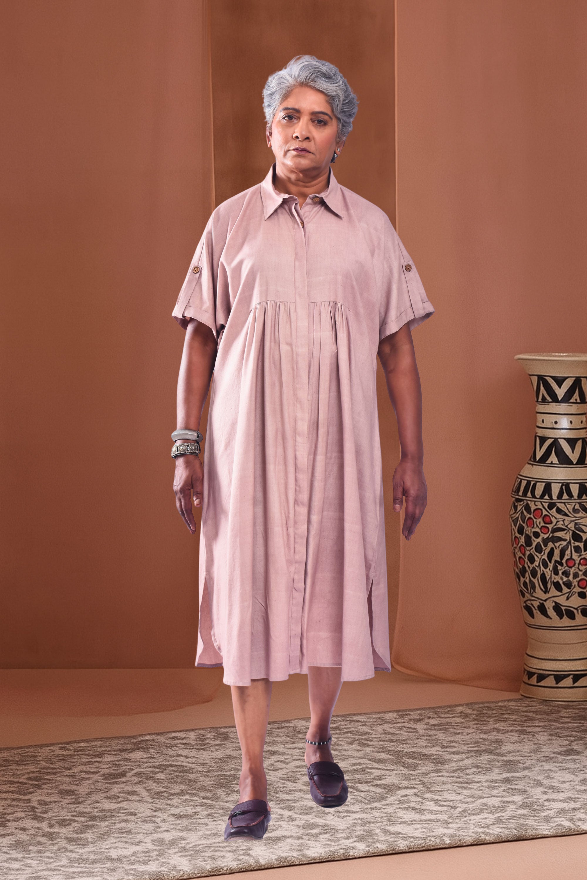 Anabella Chalk Beige Day Dress